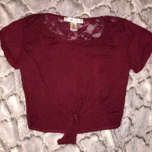 Girls front-tie lace shirt!!